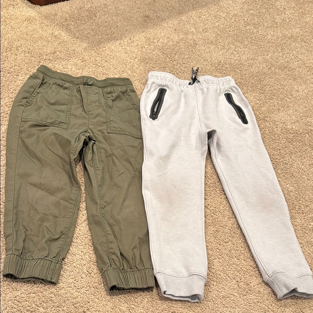 Toddlers Olive Green and Light Gray Jogger Pants